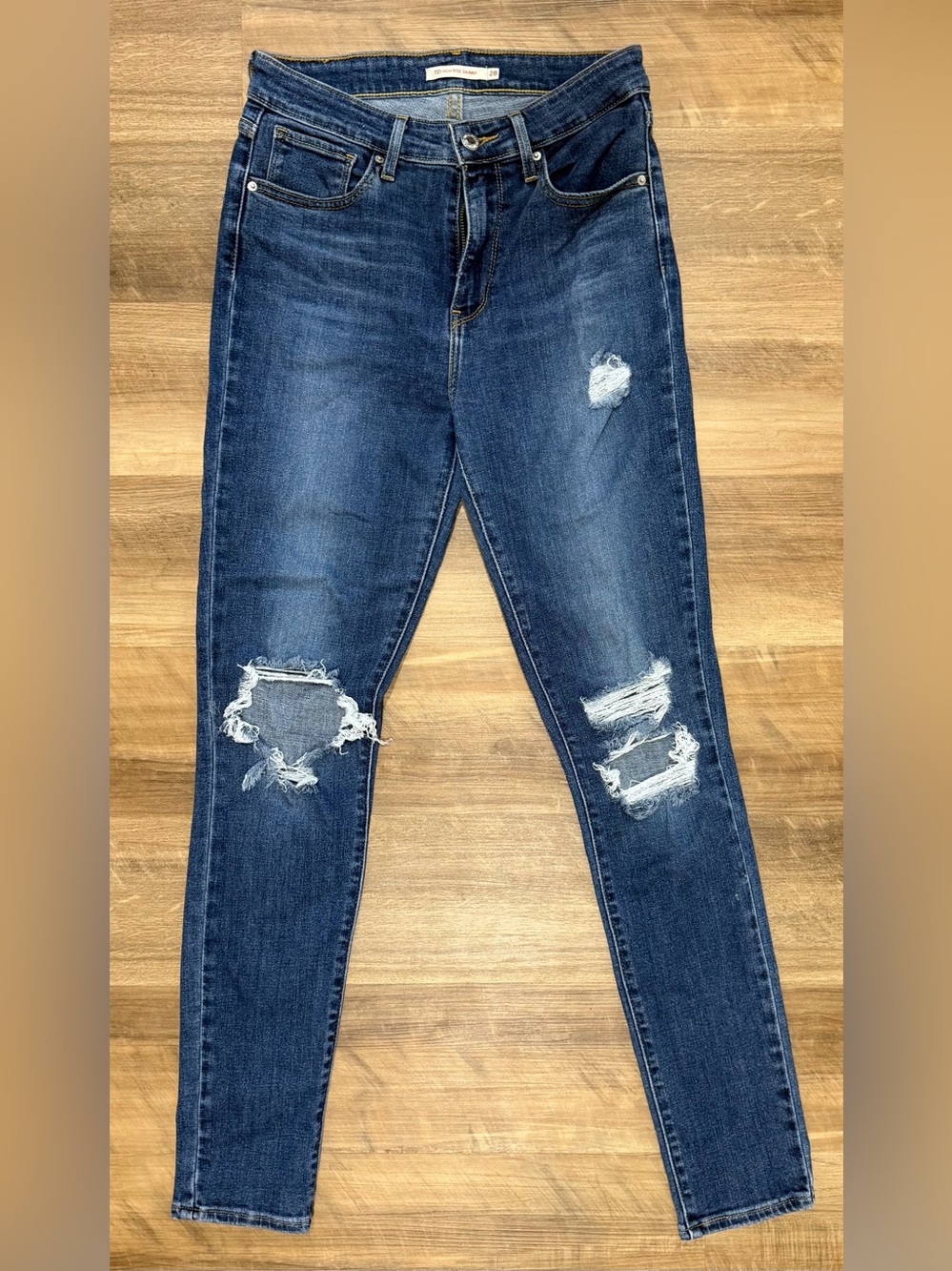 Distressed Dark Blue Women's Levi’s High Rise Skinny Jeans